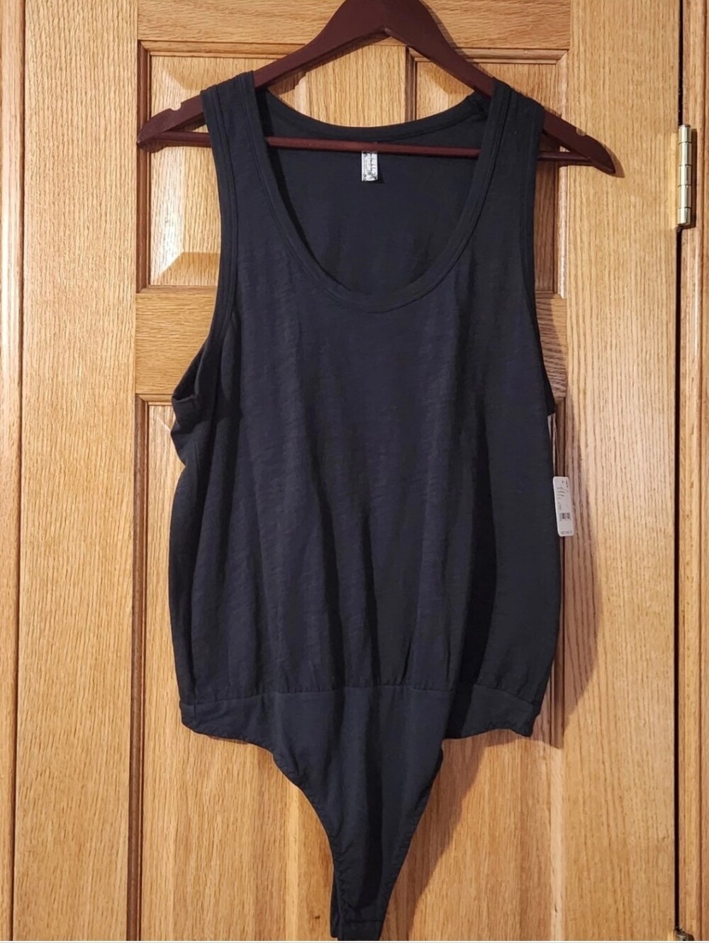 NWT Raceback Tank Top Bodysuit Thong Charcoal Gray Sleeveless Sz M Miniminalist